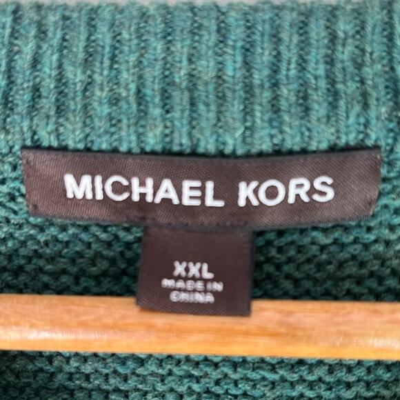 Michael Kors Merino Wool Crew Neck Sweater Mens XXL Green Fall Classic Luxury - Picture 6 of 12